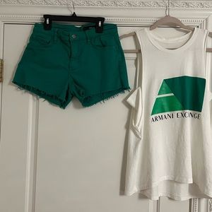 Sells together!!! Jeans Armani Exchange shorts and matching top